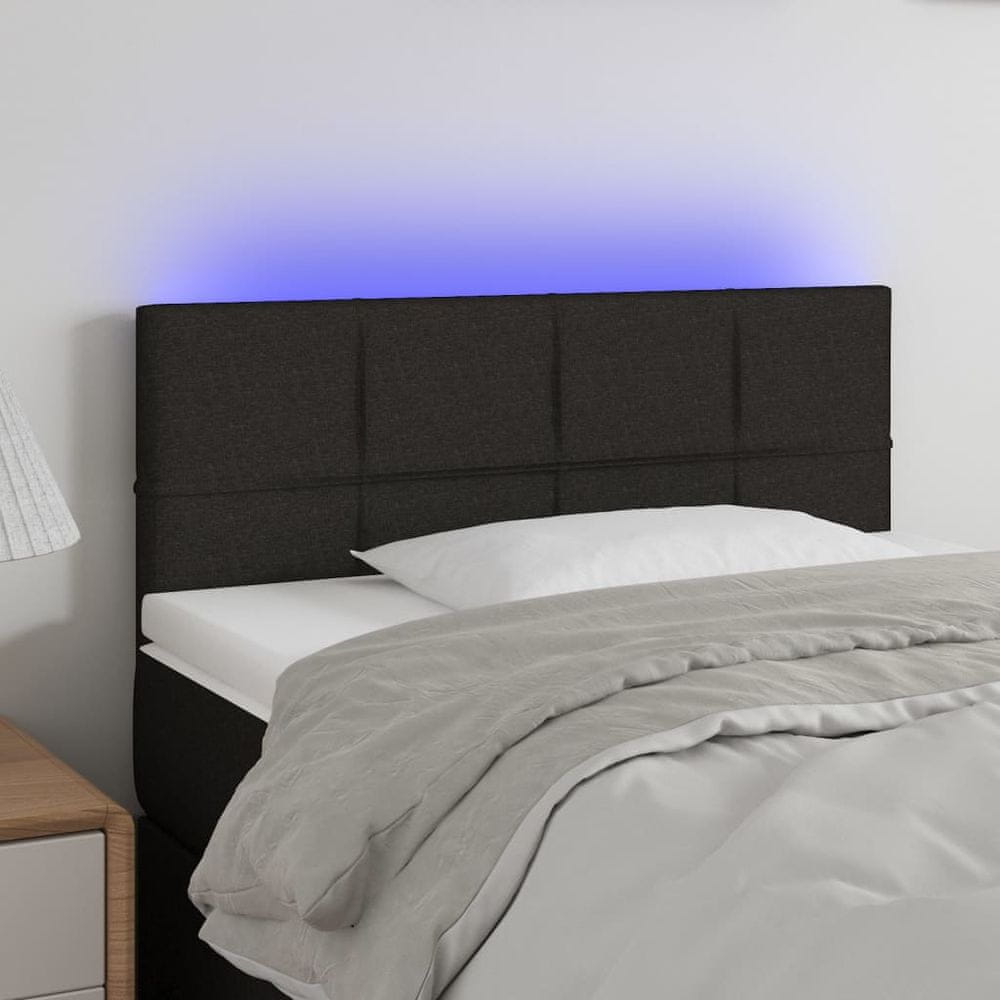 Vidaxl Čelo postele s LED čierne 80x5x78/88 cm látka